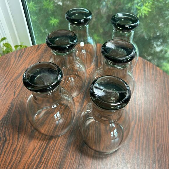 Set of 6 Vintage Libbey Smoke STAX Gray Goblets – MCM Stacking Glasses - Picture 8 of 12